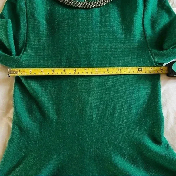 Rinascimento Green 100% Wool Long Sleeved Flare Dress - Size 8 - Made In Italy - Picture 8 of 8